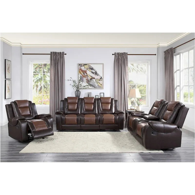 Set da soggiorno Grete marrone in ecopelle premium