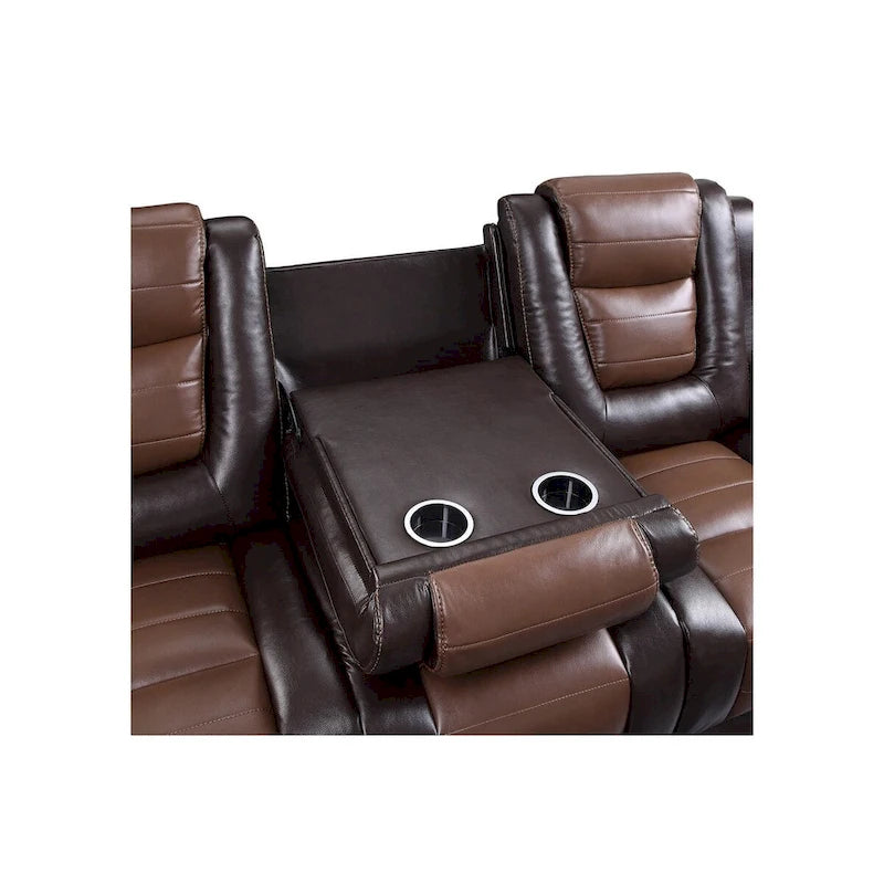 Set da soggiorno Grete marrone in ecopelle premium