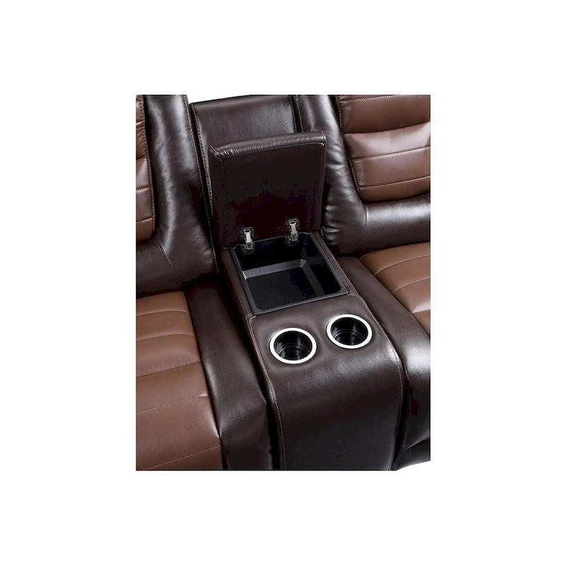 Set da soggiorno Grete marrone in ecopelle premium