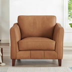 Hydeline Aria set van bank en fauteuil van topnerfleer met veren, traagschuim en veren