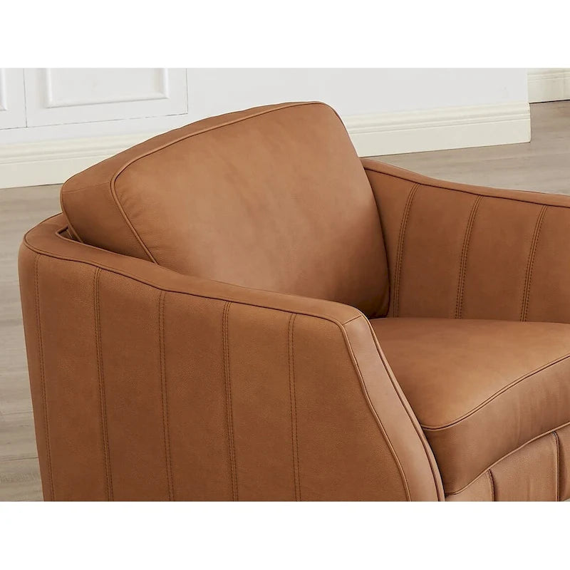 Hydeline Aria set van bank en fauteuil van topnerfleer met veren, traagschuim en veren