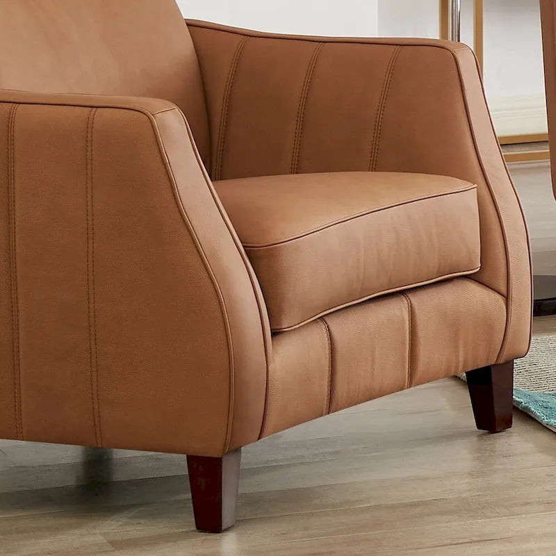 Hydeline Aria set van bank en fauteuil van topnerfleer met veren, traagschuim en veren
