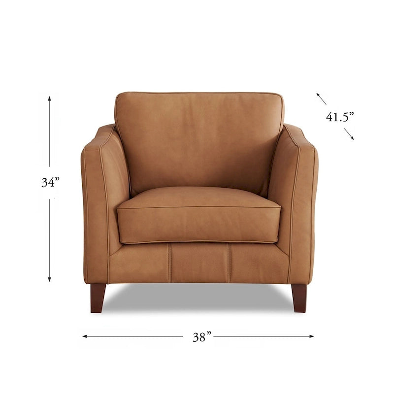 Hydeline Aria set van bank en fauteuil van topnerfleer met veren, traagschuim en veren