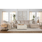 Divano componibile Roundhill Furniture Nason in velluto a coste larghe, con chaise longue, poltrona e pouf