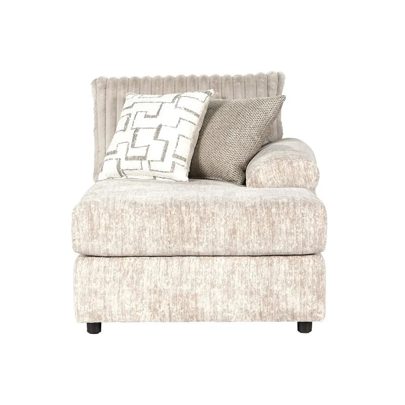 Divano componibile Roundhill Furniture Nason in velluto a coste larghe, con chaise longue, poltrona e pouf