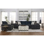 Divano componibile Roundhill Furniture Nason in velluto a coste larghe, con chaise longue, poltrona e pouf