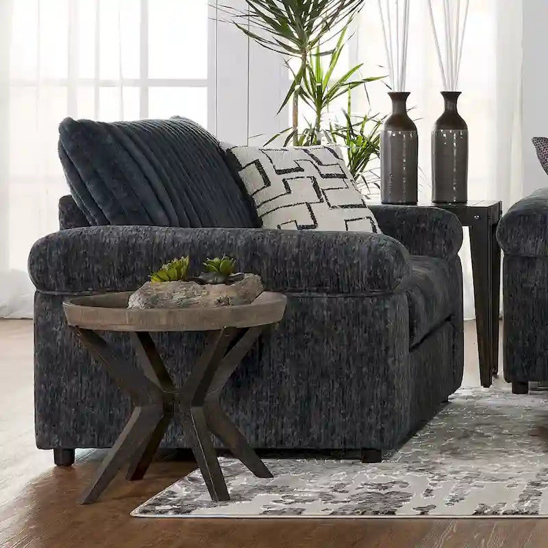 Divano componibile Roundhill Furniture Nason in velluto a coste larghe, con chaise longue, poltrona e pouf