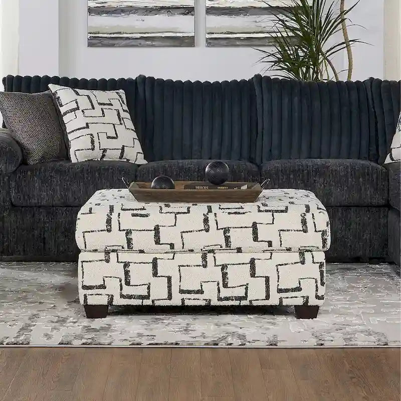 Divano componibile Roundhill Furniture Nason in velluto a coste larghe, con chaise longue, poltrona e pouf