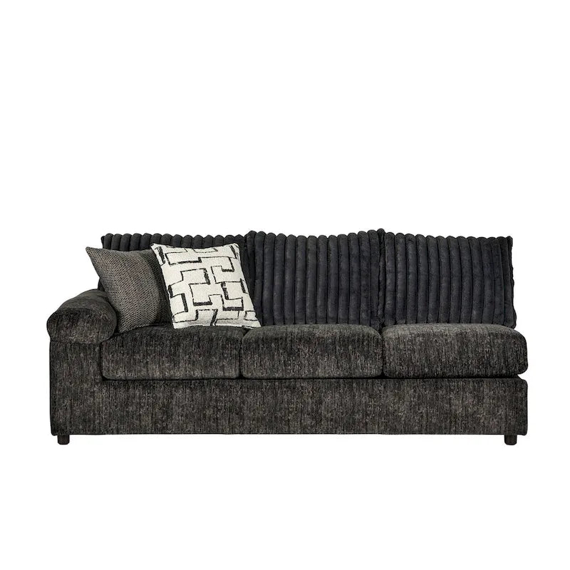 Divano componibile Roundhill Furniture Nason in velluto a coste larghe, con chaise longue, poltrona e pouf