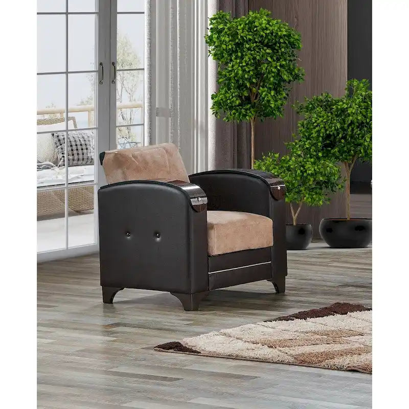 Conjunto de sala de estar moderno Somali de 3 piezas, cómodo y convertible en cama: un sofá, un sofá de dos plazas y un sillón