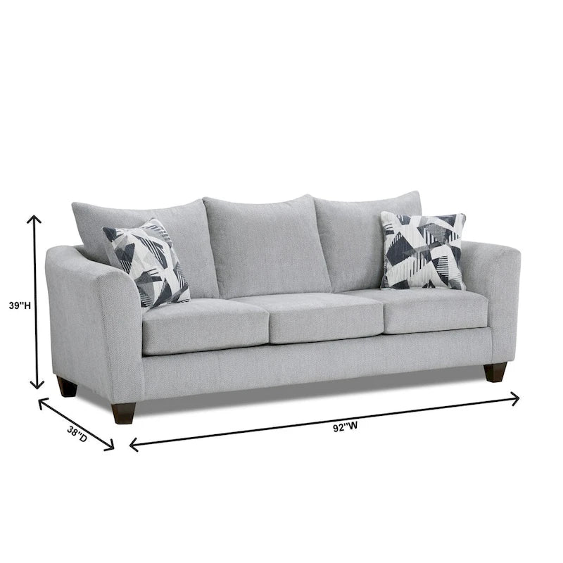 Roundhill Furniture Duleek 2-delige woonkamerset, bank en cocktailpoef, zilverkleurig visgraatpatroon