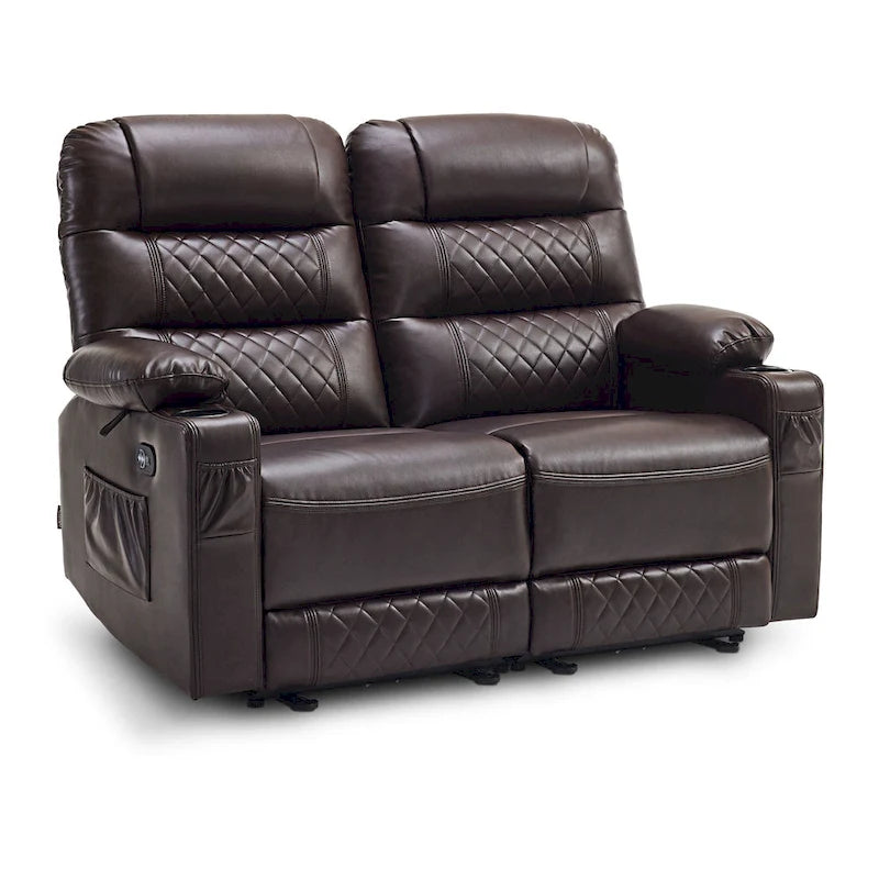 Elektrischer Relax-Zweisitzer MCombo, elektrisch verstellbares Sofa mit Wärme- und Vibrationsfunktion, USB-Anschlüssen und Getränkehaltern PR622