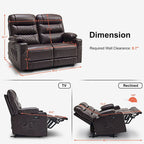 Elektrischer Relax-Zweisitzer MCombo, elektrisch verstellbares Sofa mit Wärme- und Vibrationsfunktion, USB-Anschlüssen und Getränkehaltern PR622