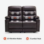 Elektrischer Relax-Zweisitzer MCombo, elektrisch verstellbares Sofa mit Wärme- und Vibrationsfunktion, USB-Anschlüssen und Getränkehaltern PR622