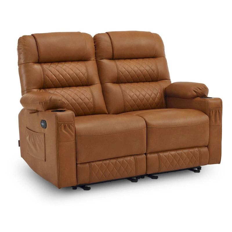 Elektrischer Relax-Zweisitzer MCombo, elektrisch verstellbares Sofa mit Wärme- und Vibrationsfunktion, USB-Anschlüssen und Getränkehaltern PR622
