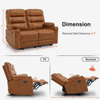Elektrischer Relax-Zweisitzer MCombo, elektrisch verstellbares Sofa mit Wärme- und Vibrationsfunktion, USB-Anschlüssen und Getränkehaltern PR622