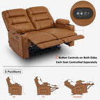 Elektrischer Relax-Zweisitzer MCombo, elektrisch verstellbares Sofa mit Wärme- und Vibrationsfunktion, USB-Anschlüssen und Getränkehaltern PR622