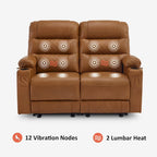 Elektrischer Relax-Zweisitzer MCombo, elektrisch verstellbares Sofa mit Wärme- und Vibrationsfunktion, USB-Anschlüssen und Getränkehaltern PR622
