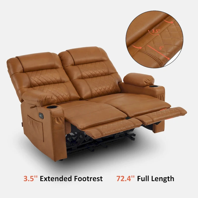 Elektrischer Relax-Zweisitzer MCombo, elektrisch verstellbares Sofa mit Wärme- und Vibrationsfunktion, USB-Anschlüssen und Getränkehaltern PR622