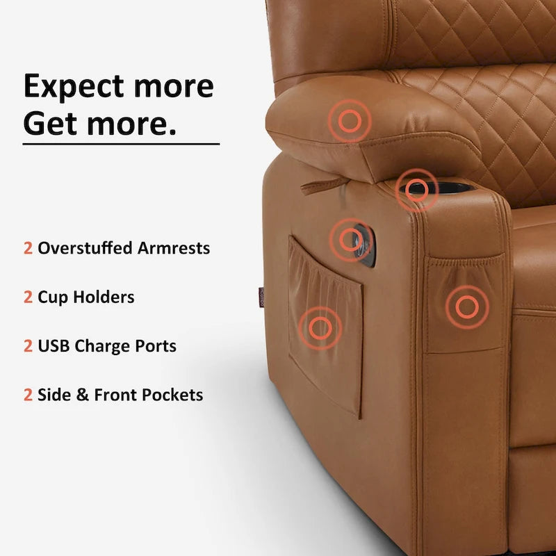 Elektrischer Relax-Zweisitzer MCombo, elektrisch verstellbares Sofa mit Wärme- und Vibrationsfunktion, USB-Anschlüssen und Getränkehaltern PR622