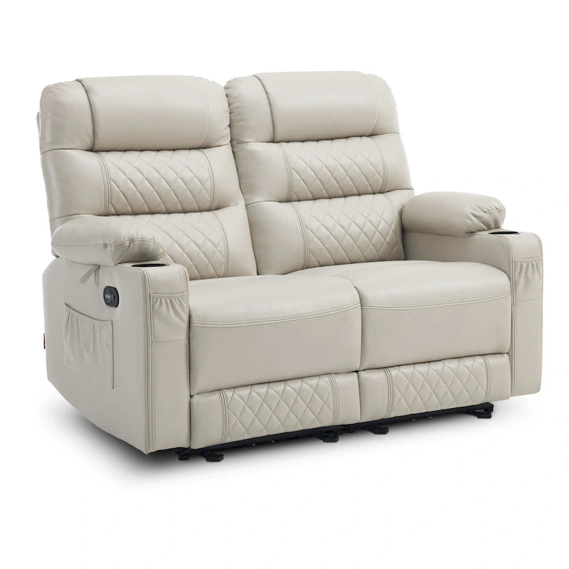 Elektrischer Relax-Zweisitzer MCombo, elektrisch verstellbares Sofa mit Wärme- und Vibrationsfunktion, USB-Anschlüssen und Getränkehaltern PR622