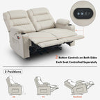 Elektrischer Relax-Zweisitzer MCombo, elektrisch verstellbares Sofa mit Wärme- und Vibrationsfunktion, USB-Anschlüssen und Getränkehaltern PR622