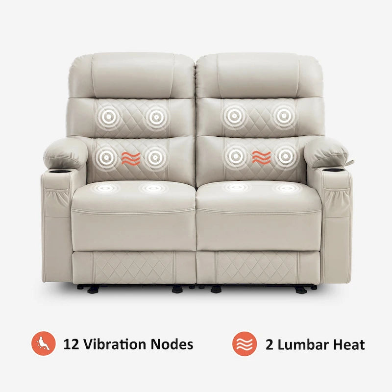 Elektrischer Relax-Zweisitzer MCombo, elektrisch verstellbares Sofa mit Wärme- und Vibrationsfunktion, USB-Anschlüssen und Getränkehaltern PR622