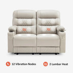 Elektrischer Relax-Zweisitzer MCombo, elektrisch verstellbares Sofa mit Wärme- und Vibrationsfunktion, USB-Anschlüssen und Getränkehaltern PR622