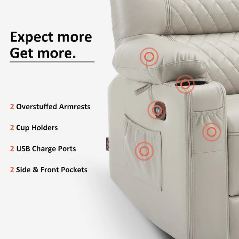 Elektrischer Relax-Zweisitzer MCombo, elektrisch verstellbares Sofa mit Wärme- und Vibrationsfunktion, USB-Anschlüssen und Getränkehaltern PR622
