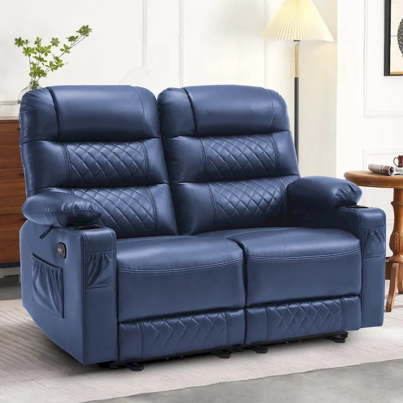 Elektrischer Relax-Zweisitzer MCombo, elektrisch verstellbares Sofa mit Wärme- und Vibrationsfunktion, USB-Anschlüssen und Getränkehaltern PR622