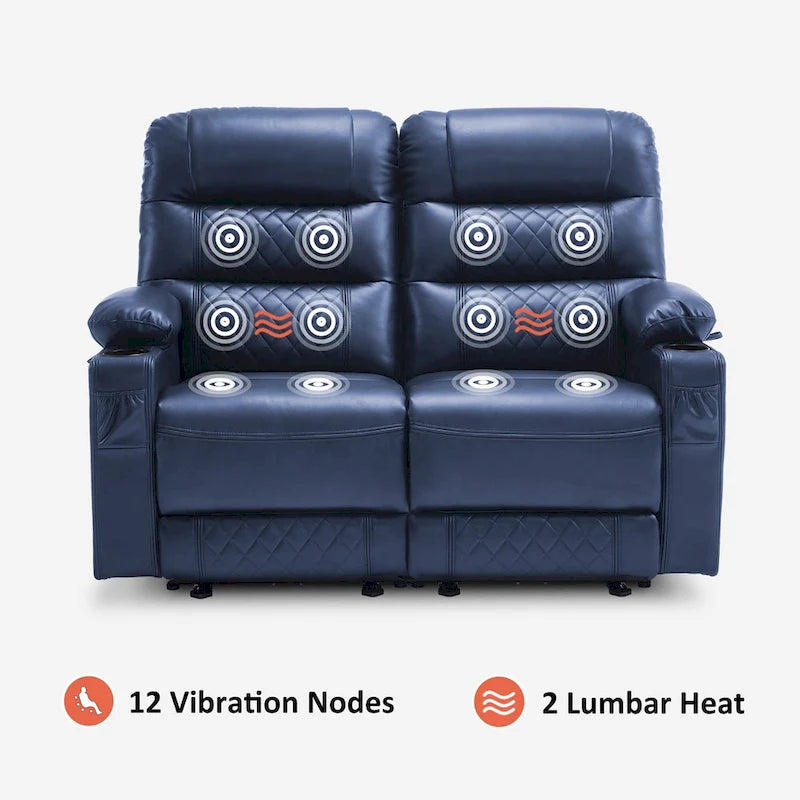 Elektrischer Relax-Zweisitzer MCombo, elektrisch verstellbares Sofa mit Wärme- und Vibrationsfunktion, USB-Anschlüssen und Getränkehaltern PR622