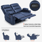 Elektrischer Relax-Zweisitzer MCombo, elektrisch verstellbares Sofa mit Wärme- und Vibrationsfunktion, USB-Anschlüssen und Getränkehaltern PR622