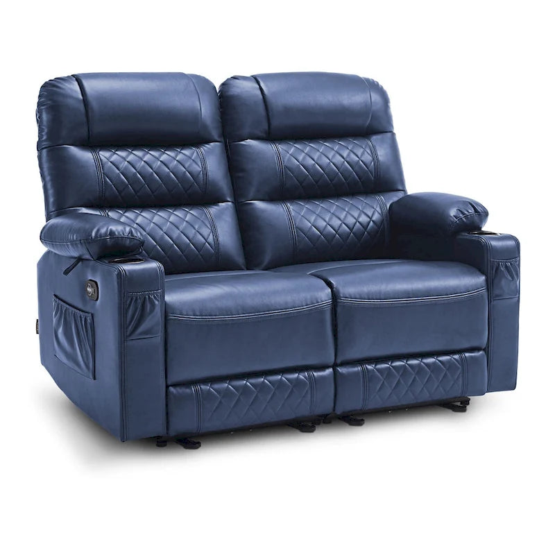 Elektrischer Relax-Zweisitzer MCombo, elektrisch verstellbares Sofa mit Wärme- und Vibrationsfunktion, USB-Anschlüssen und Getränkehaltern PR622