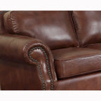 Set di divani Brandon in pelle italiana color whisky dall’aspetto vissuto