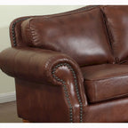 Set di divani Brandon in pelle italiana color whisky dall’aspetto vissuto