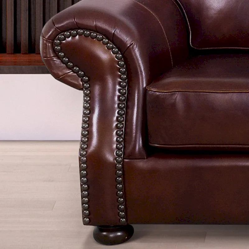 Set di divani Brandon in pelle italiana color whisky dall’aspetto vissuto