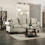 Ensemble de canapés 2 pièces Chetbert, tissu crème rembourré, style transitionnel, par Furniture of America