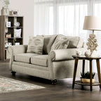 Ensemble de canapés 2 pièces Chetbert, tissu crème rembourré, style transitionnel, par Furniture of America