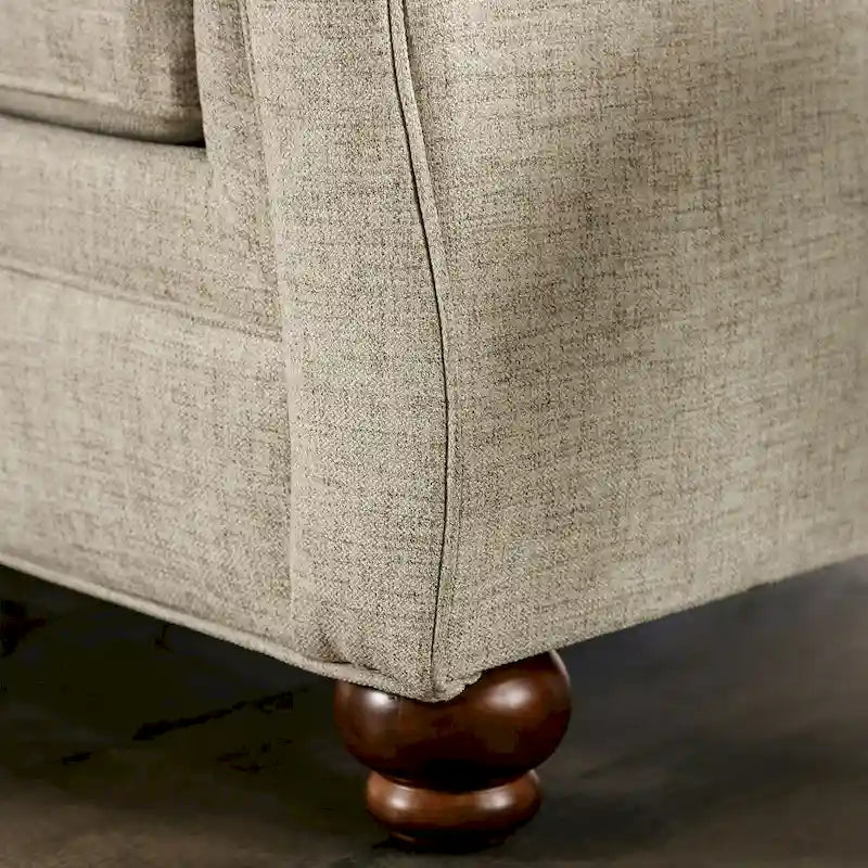 Ensemble de canapés 2 pièces Chetbert, tissu crème rembourré, style transitionnel, par Furniture of America