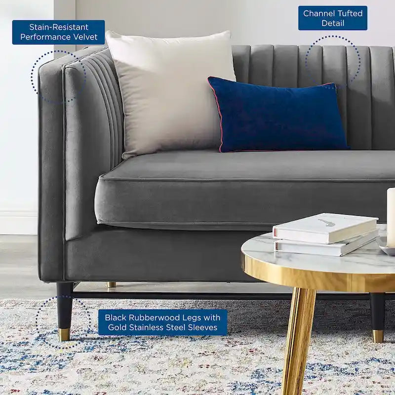 Devote getuftetes Loveseat aus Performance-Samt mit Kanalheftung
