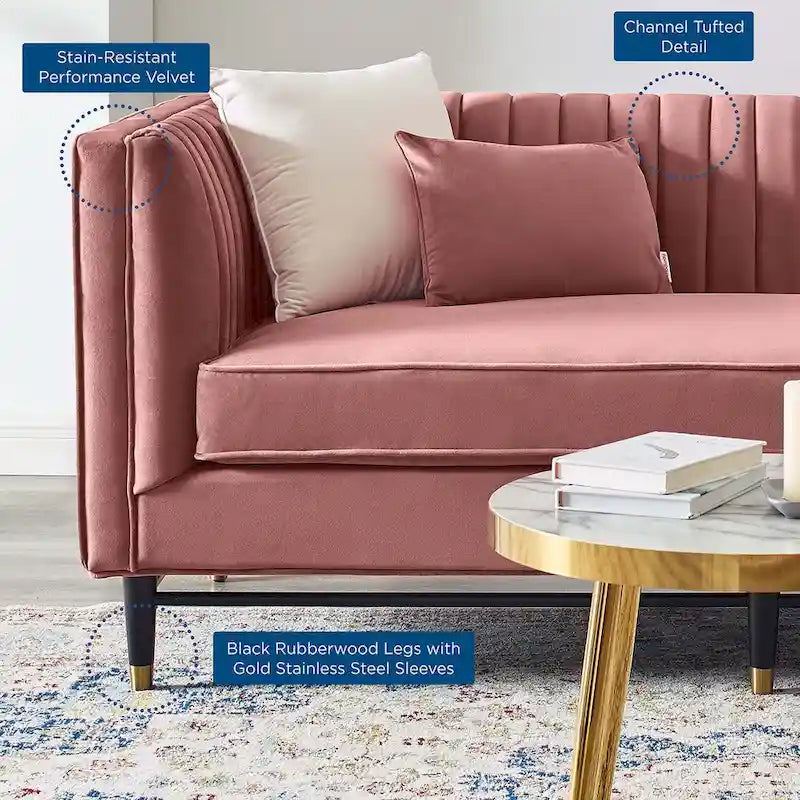 Devote getuftetes Loveseat aus Performance-Samt mit Kanalheftung
