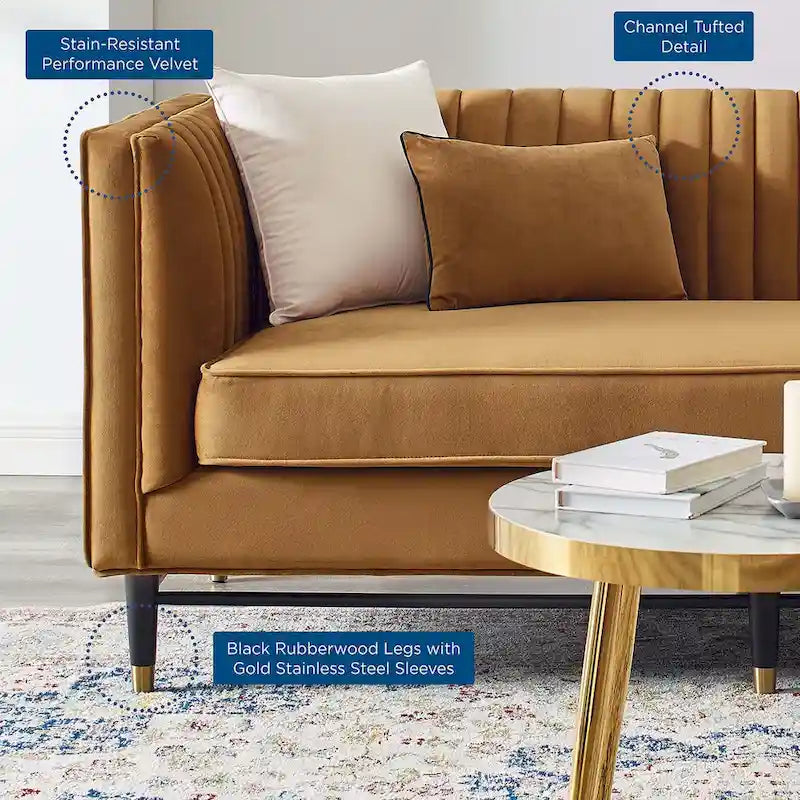 Devote getuftetes Loveseat aus Performance-Samt mit Kanalheftung