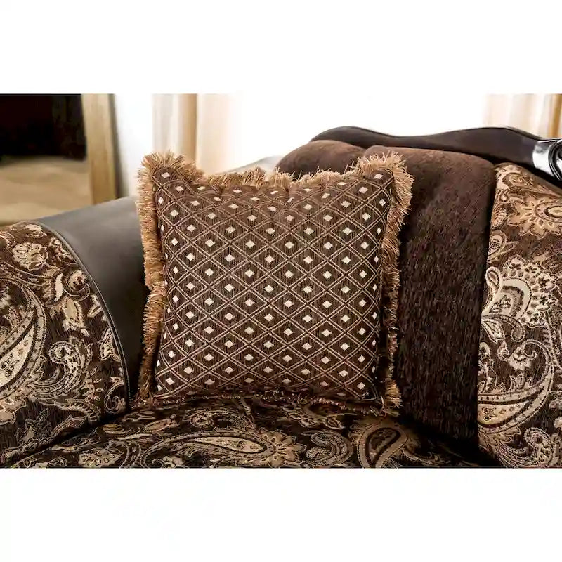 Loveseat tradicional Dayaram de chenilla marrón semirrígida de Gracewood Hollow