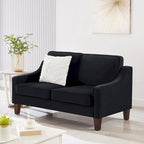 Moderne tweezitsbank voor de woonkamer, kleine bank met fluwelen bekleding - 51.5L x 29 W x 34.25 H, zithoogte: 18
