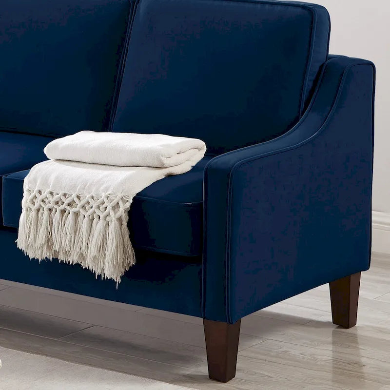 Moderne tweezitsbank voor de woonkamer, kleine bank met fluwelen bekleding - 51.5L x 29 W x 34.25 H, zithoogte: 18