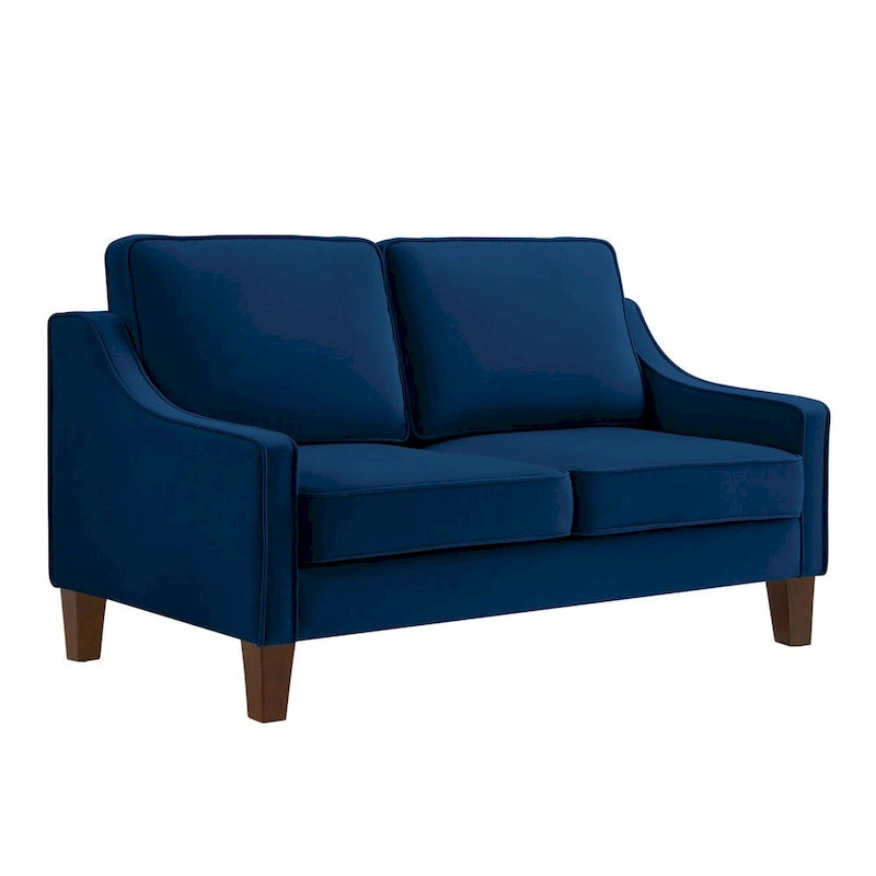 Moderne tweezitsbank voor de woonkamer, kleine bank met fluwelen bekleding - 51.5L x 29 W x 34.25 H, zithoogte: 18