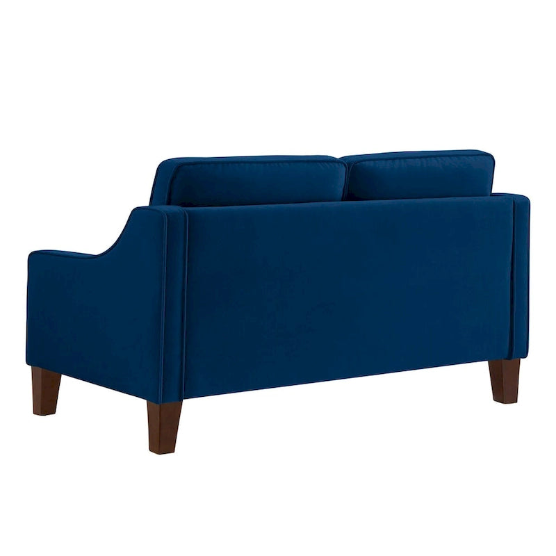 Moderne tweezitsbank voor de woonkamer, kleine bank met fluwelen bekleding - 51.5L x 29 W x 34.25 H, zithoogte: 18