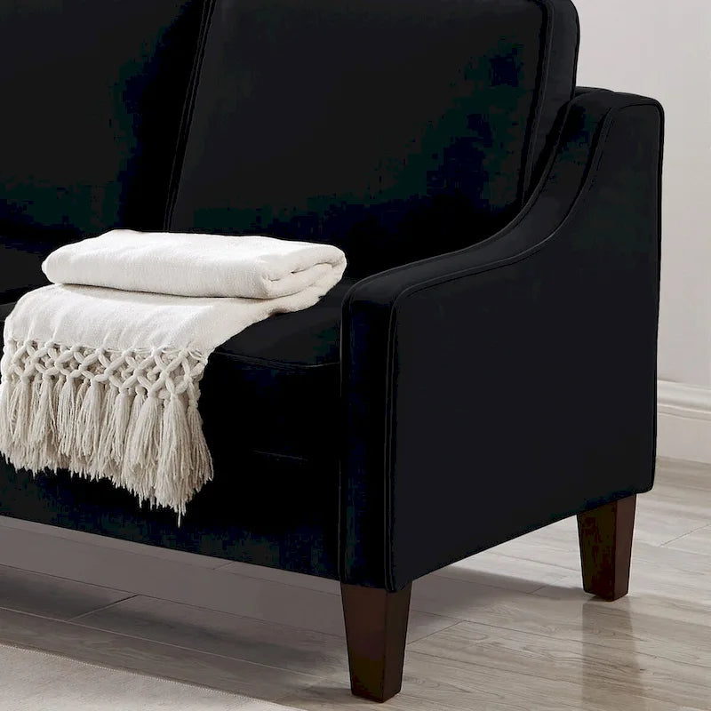 Moderne tweezitsbank voor de woonkamer, kleine bank met fluwelen bekleding - 51.5L x 29 W x 34.25 H, zithoogte: 18