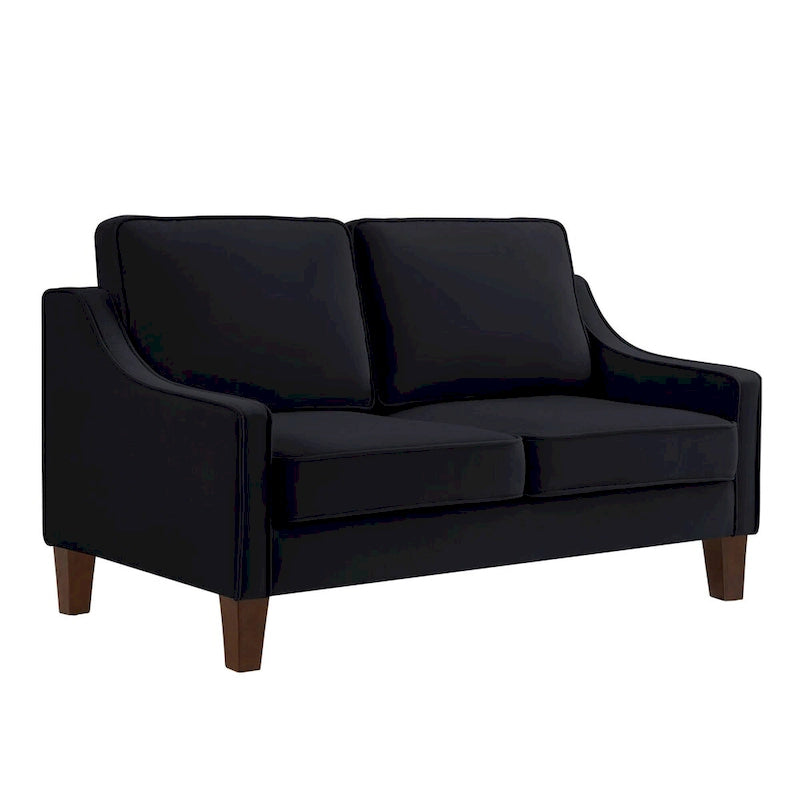 Moderne tweezitsbank voor de woonkamer, kleine bank met fluwelen bekleding - 51.5L x 29 W x 34.25 H, zithoogte: 18