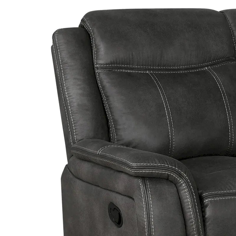 Tom loveseat met handmatige verstelbare relaxfunctie, 74 inch, gelvulling, zwart kunstleer